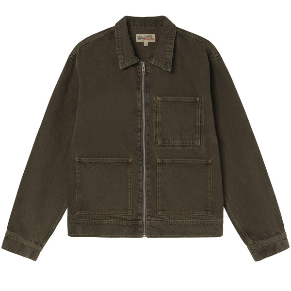 Stussy Denim Zip Work Jacket - Olive – J BETTER Stussy Denim Zip Work Jacket - Olive – J BETTER