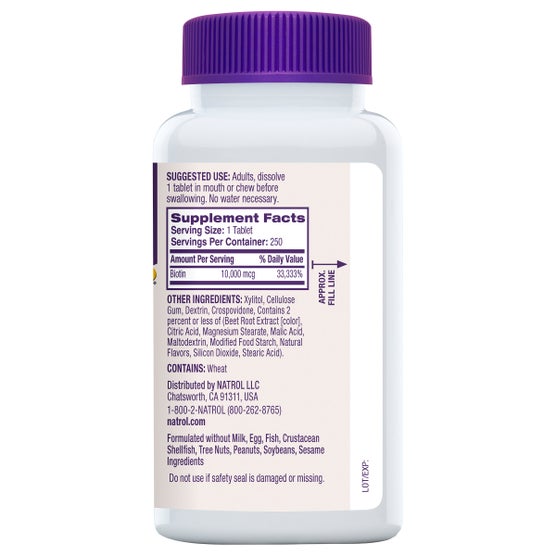 Natrol Biotin 10,000mcg Fast Dissolve, 250 Tablets