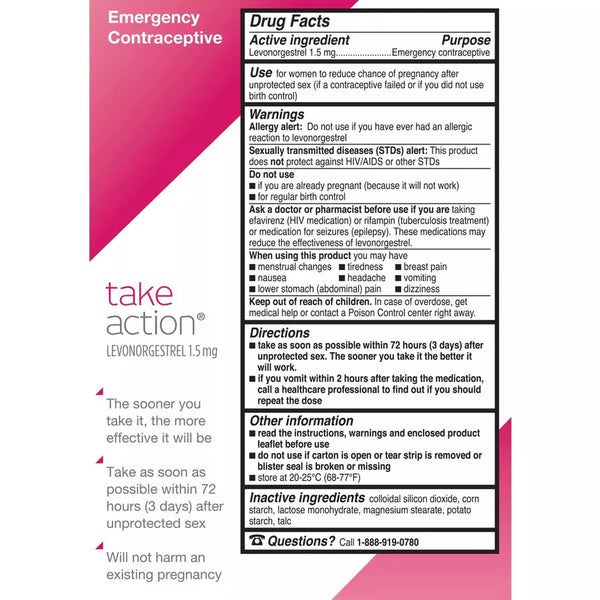 Take Action Emergency Contraceptive, 1 Tablet