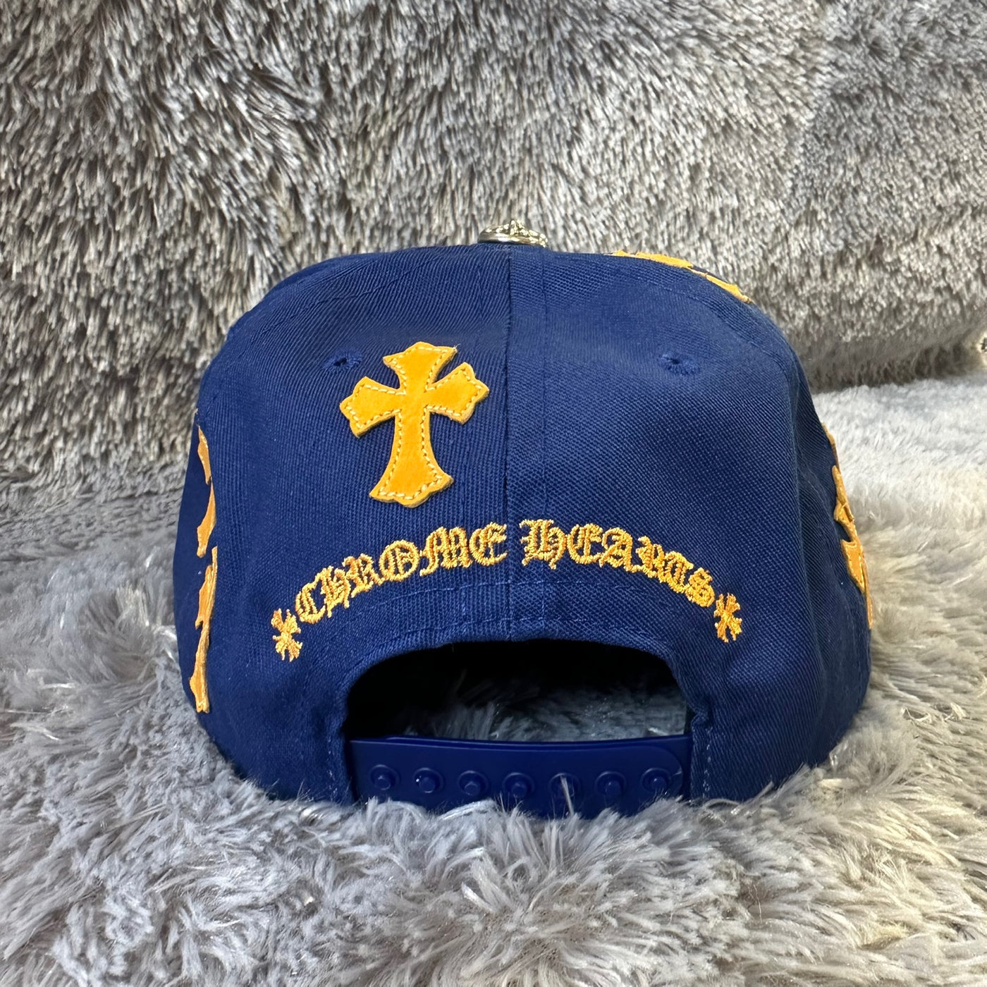 Chrome Hearts Cross Patch CH Baseball Cap Blue / Yellow – J BETTER