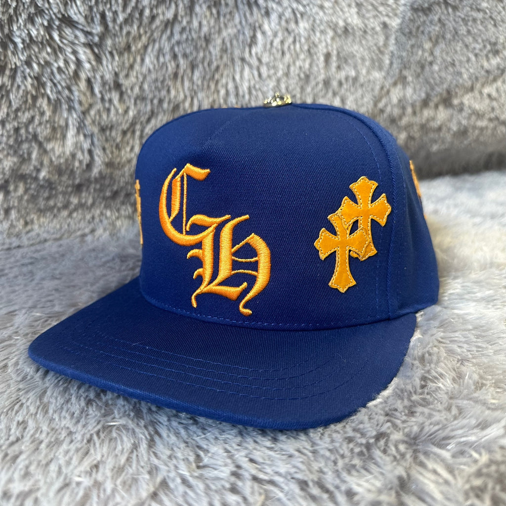 Chrome Hearts Cross Patch CH Baseball Cap Blue / Yellow – J