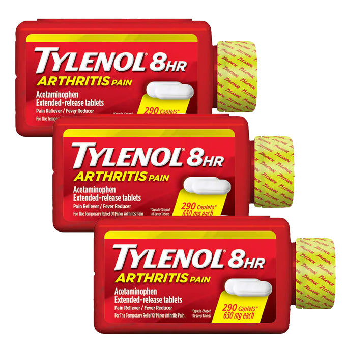 Tylenol 8HR Arthritis & Joint Pain 650mg 3 Pack, 290 Caplets x 3