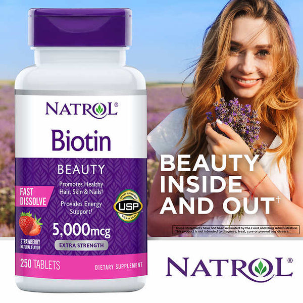 Natrol Biotin 5000mcg Fast Dissolve, 250 Tablets
