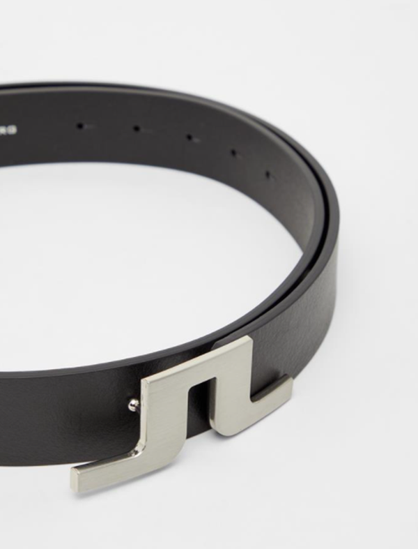 J Lindeberg Bridger Leather Belt - Black – J BETTER